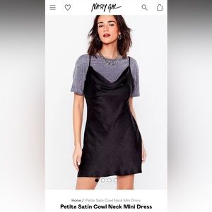 Nasty Gal Petite Satin Cowl Neck Mini Dress